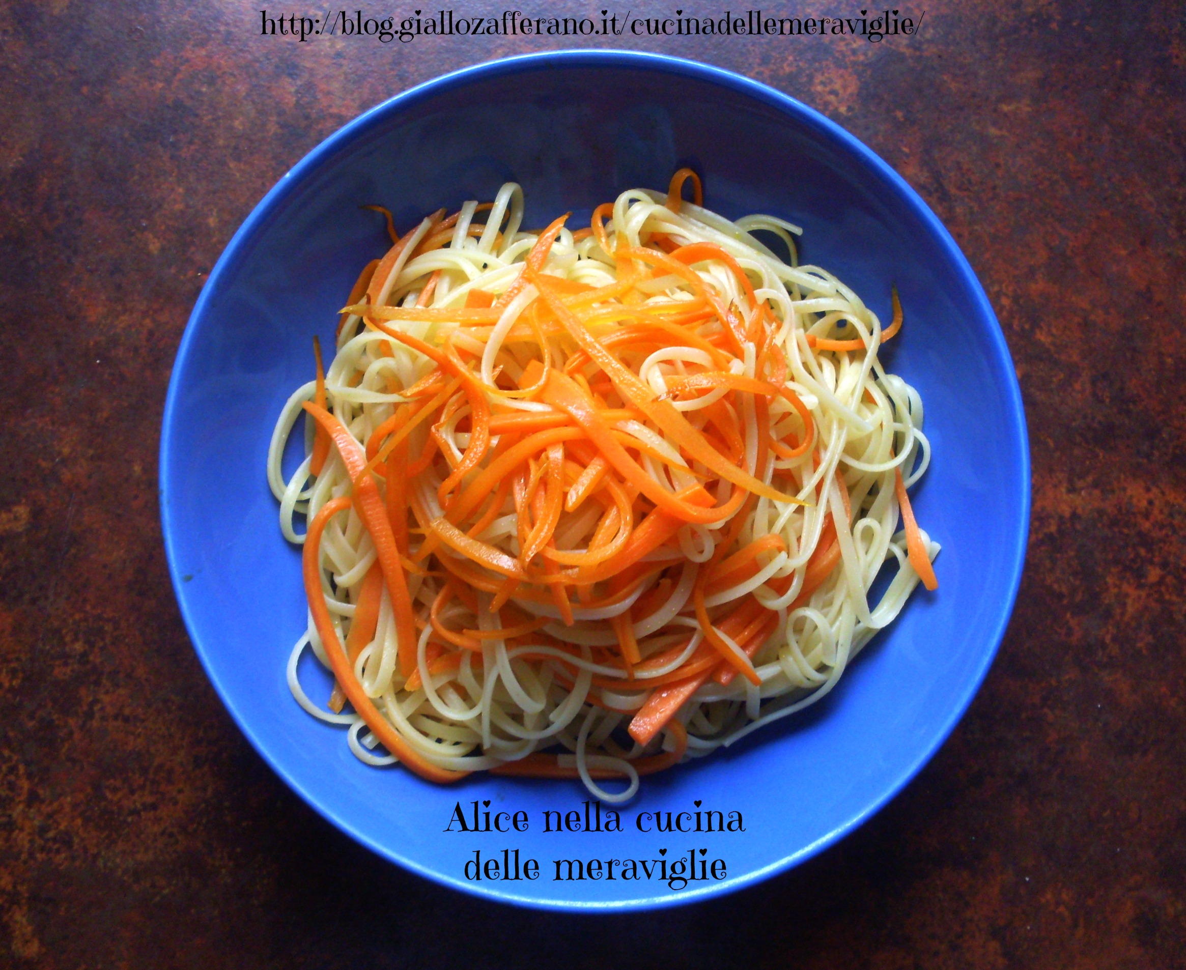 Linguine alle carote Ricetta primo piatto vegano Alice nella cucina delle meraviglie