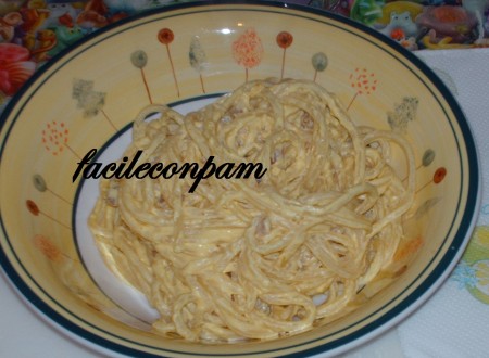spaghettoni ricotta,pancetta e zafferano