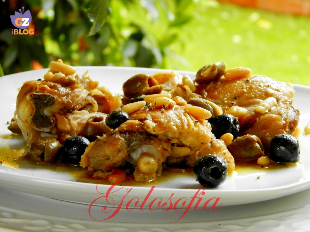 Pollo con olive e pinoli,-ricetta secondi di carne-golosofia