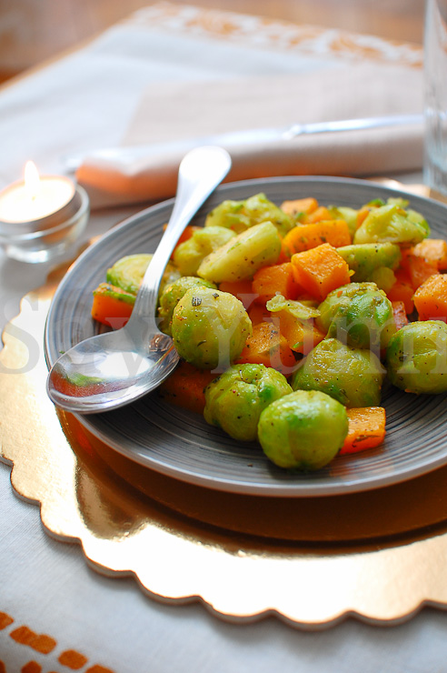 Broccoletti di Bruxells con zucca e patate
