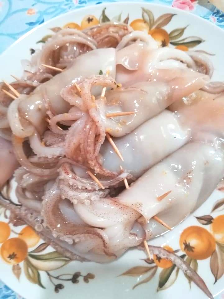calamari in preparazione