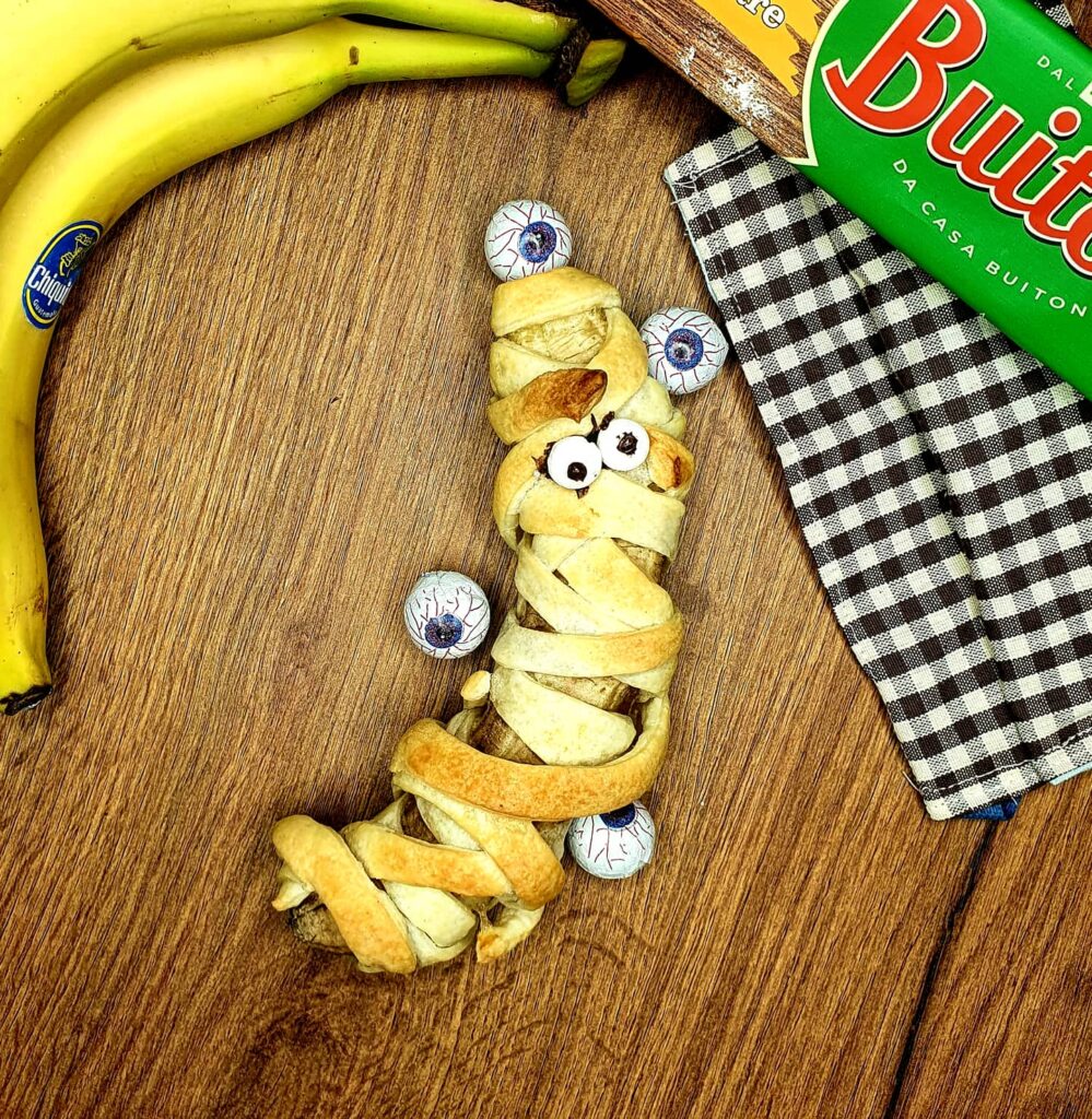 banana mummificata di halloween