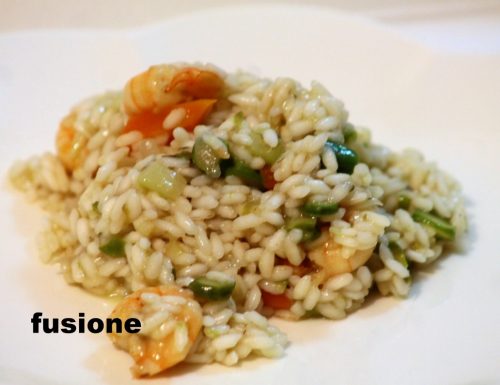 risotto con asparagi e gamberi