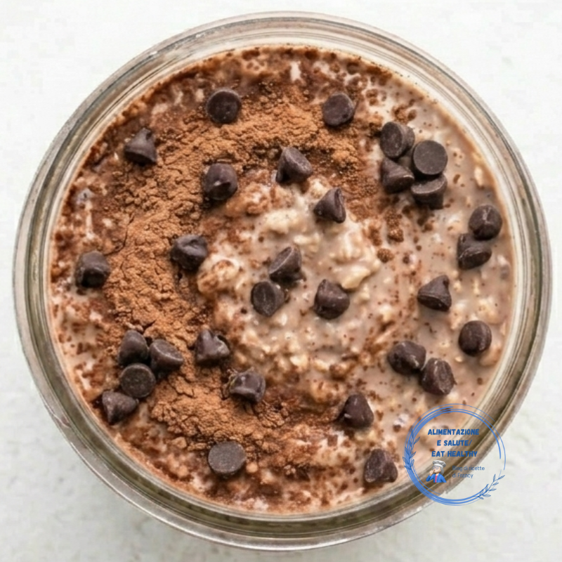 Porridge proteico al cioccolato senza cottura: cremoso, veloce e sano