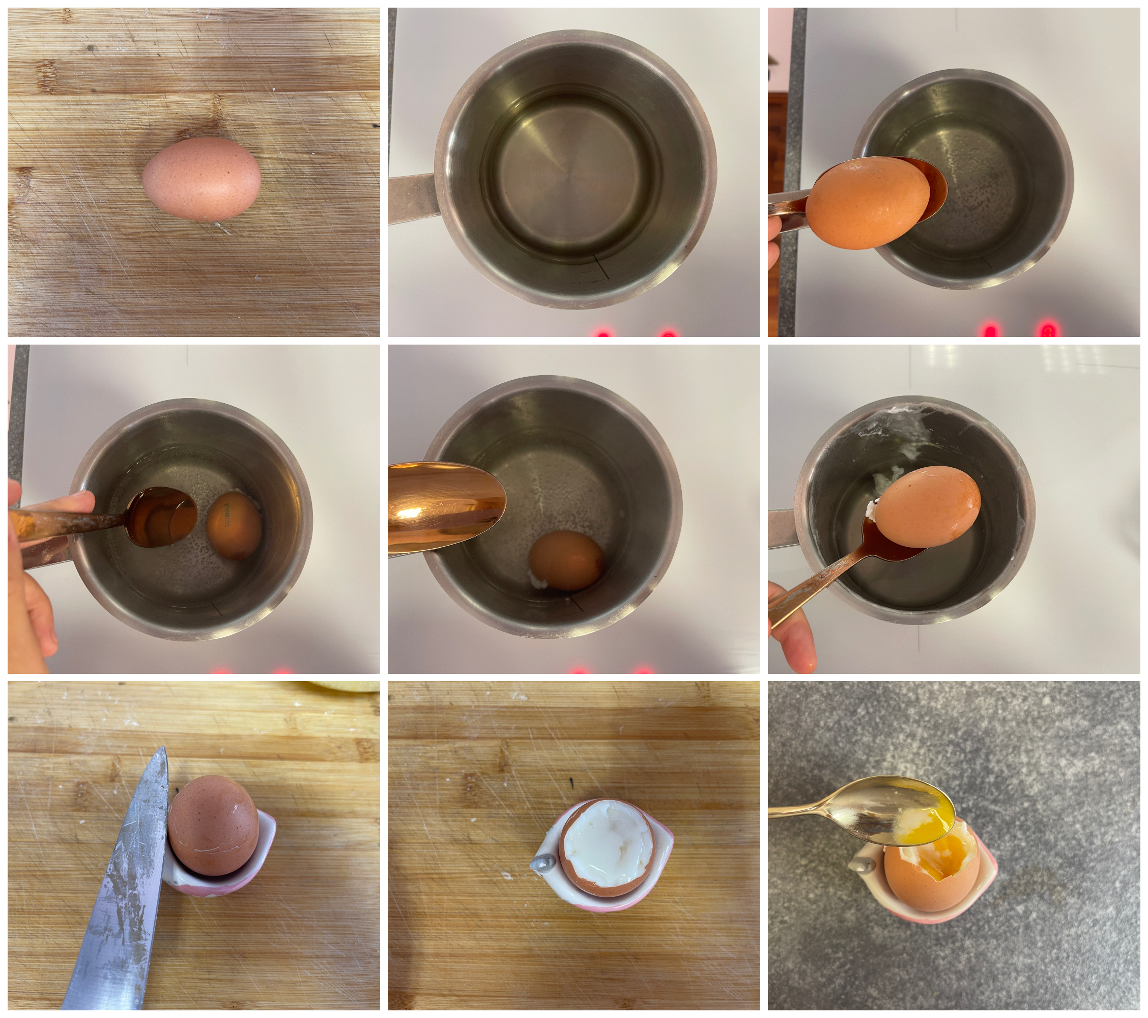 uova alla coque in acqua calda