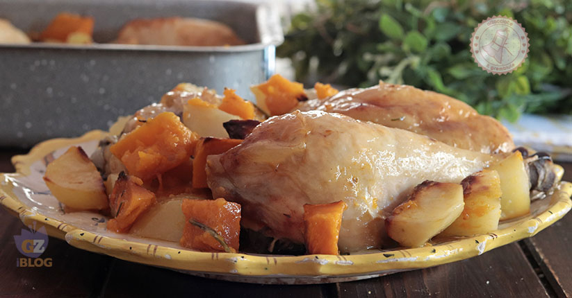 Pollo zucca e patate al forno ricetta secondo piatto autunnale