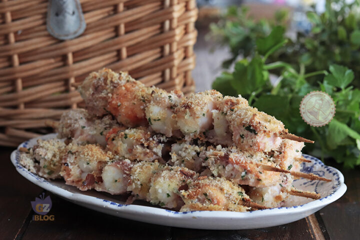 spiedini di pesce gratinati