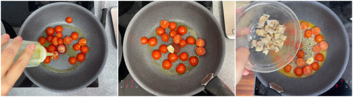 Gnocchi di ceci con vongole e pomodorini