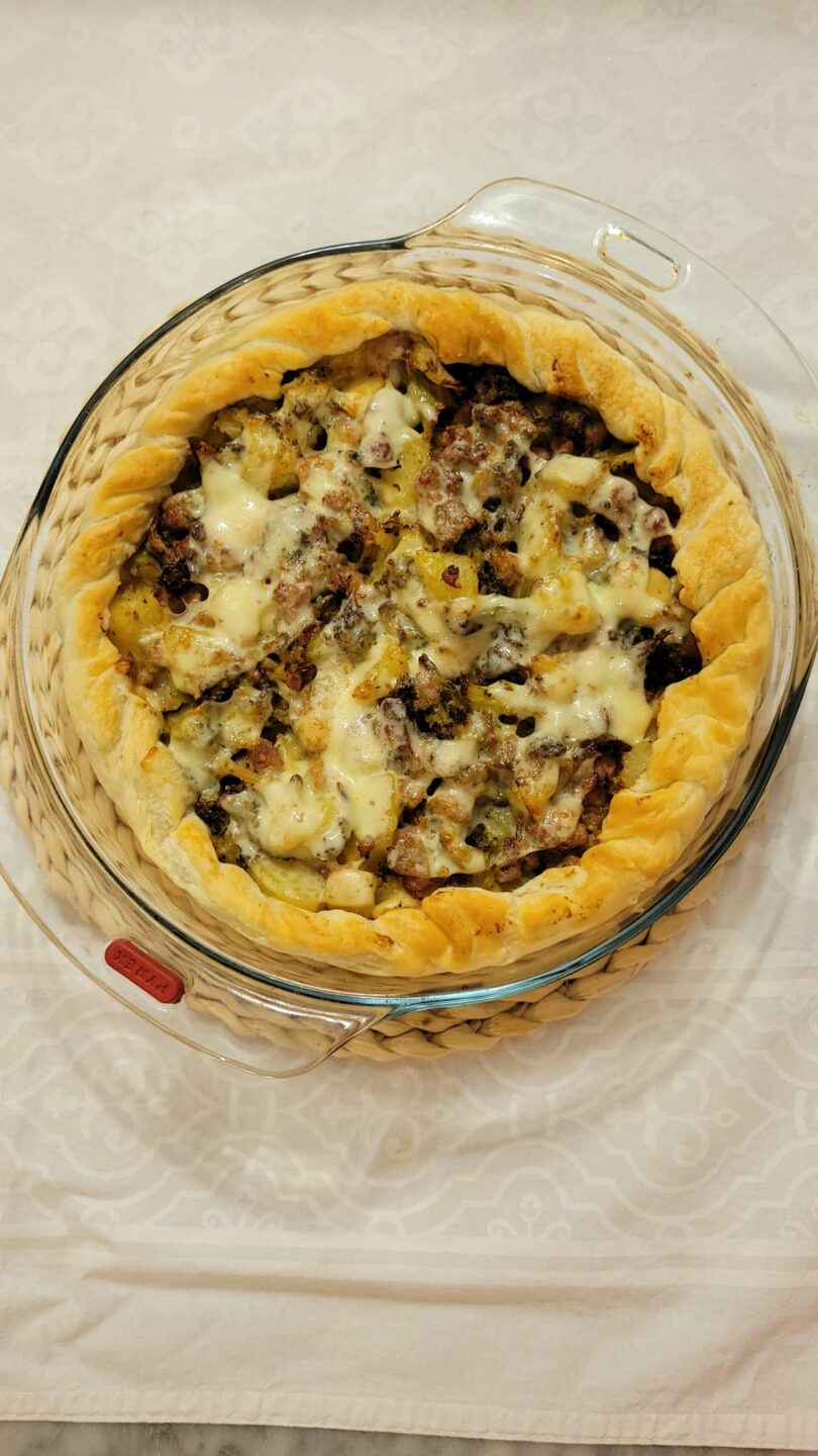 Torta Salata Patate Broccoli e Salsiccia in Friggitrice ad Aria