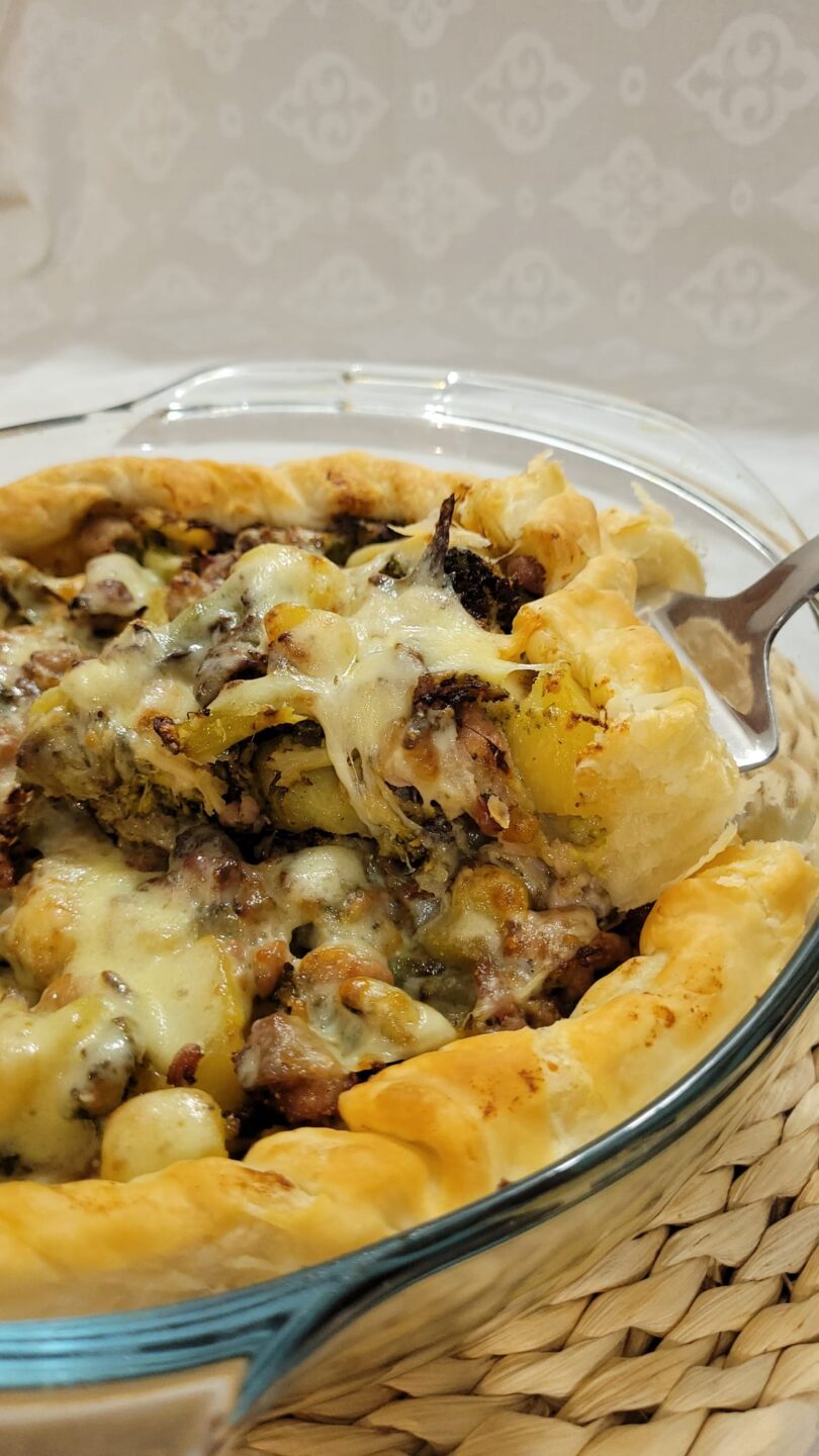 Torta Salata Patate Broccoli e Salsiccia in Friggitrice ad Aria