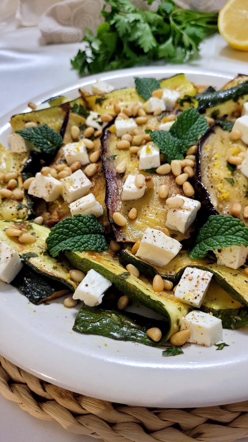 Zucchine e melanzane in friggitrice ad aria con vinaigrette al limone