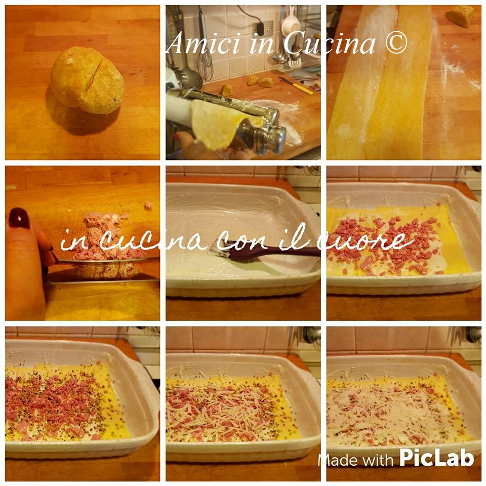 Lasagna con mortadella, pistacchio e scamorza Amici in cucina