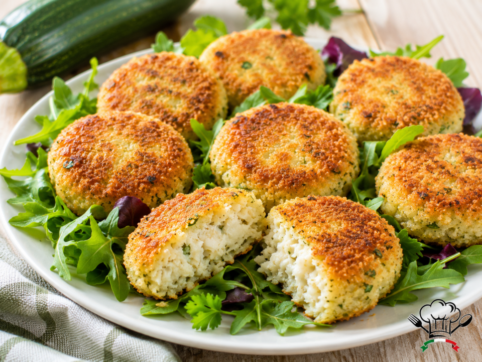 Interno morbido delle polpette di merluzzo e zucchine con consistenza soffice e compatta.