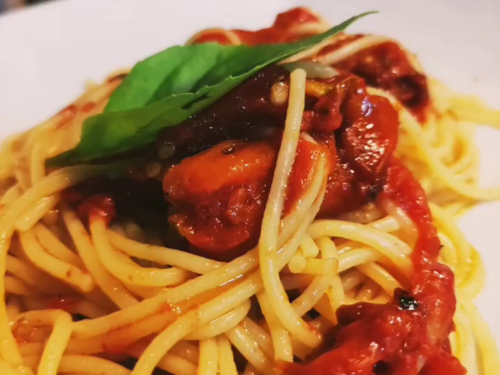 Spaghetti al pomodoro grigliato