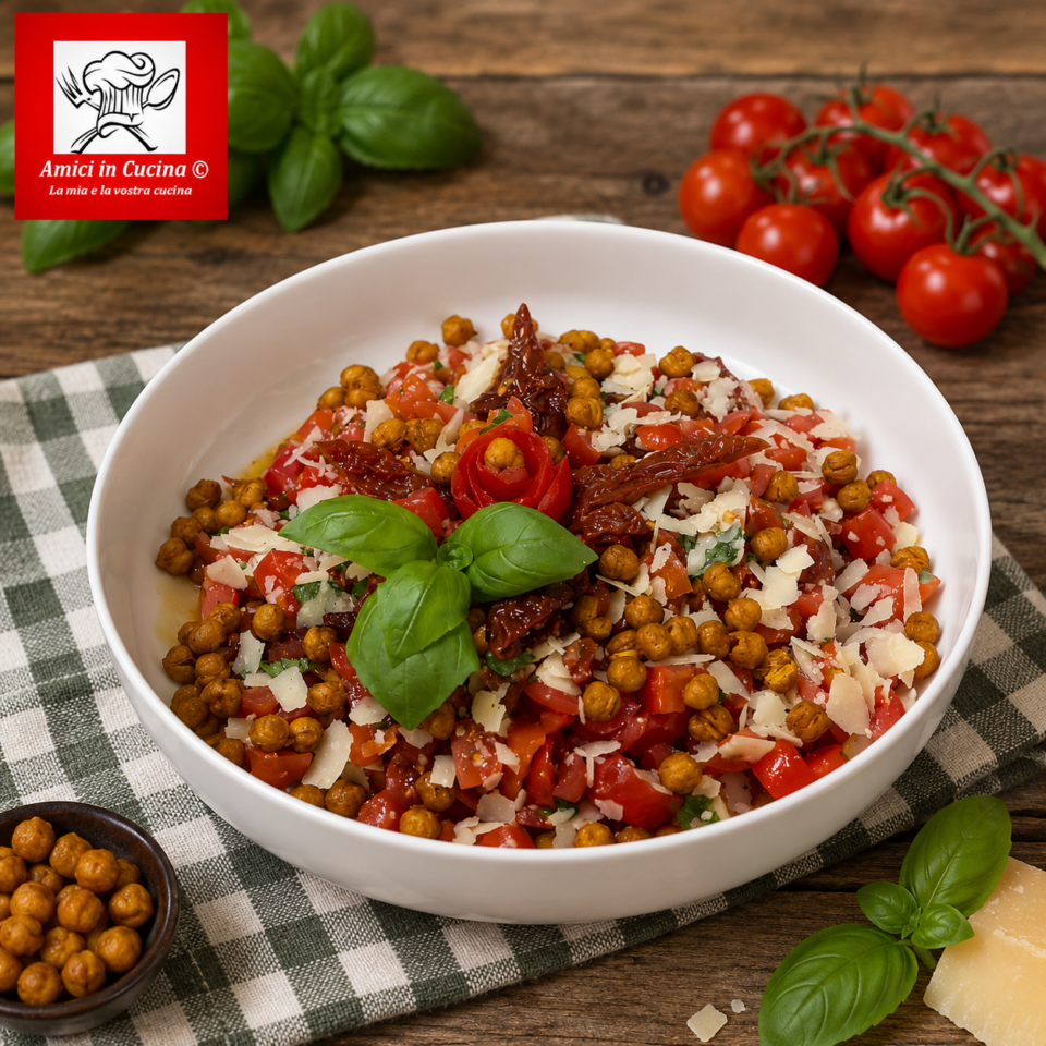 Insalatissima di pomodori e ceci croccanti