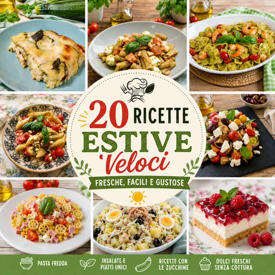 20 ricette estive veloci con pasta fredda, insalate, zucchine e dolci freschi