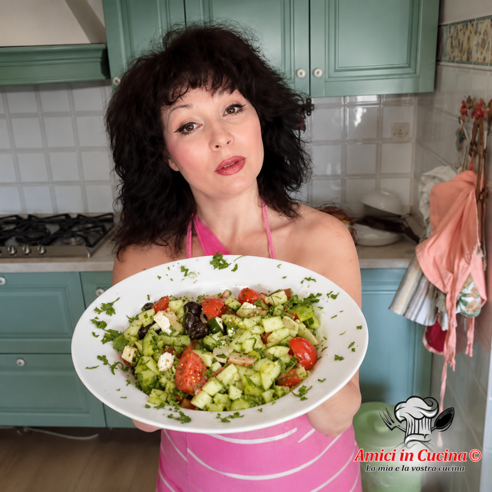 Insalata estiva con totano zucchine pomodorini e olive