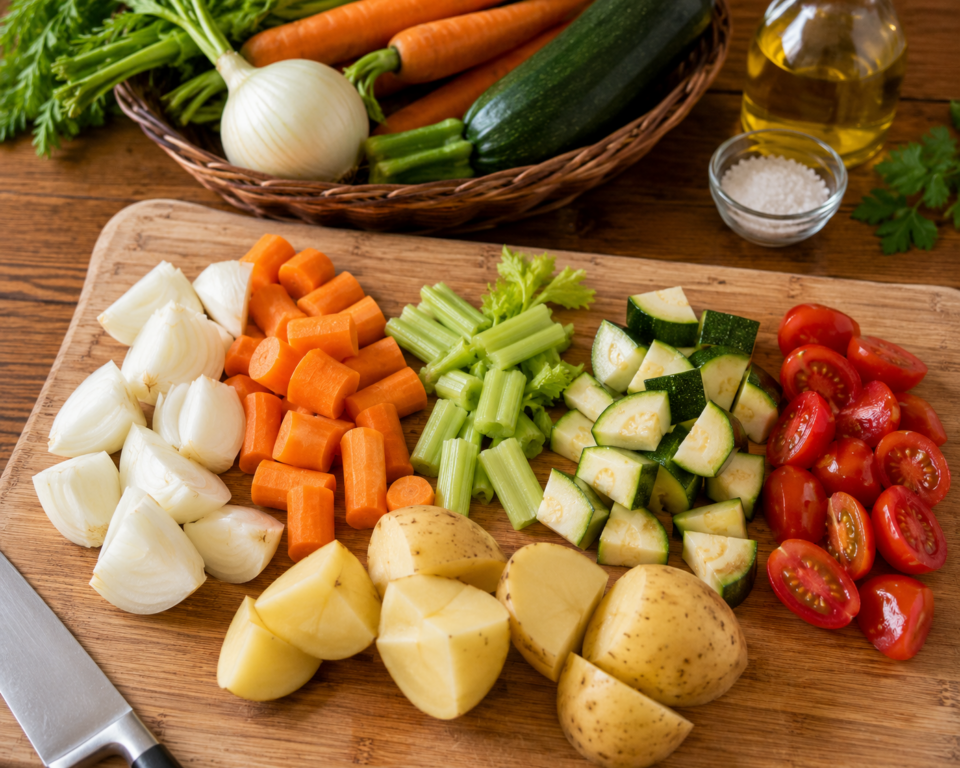 Verdure fresche per preparare il brodo vegetale fatto in casa.