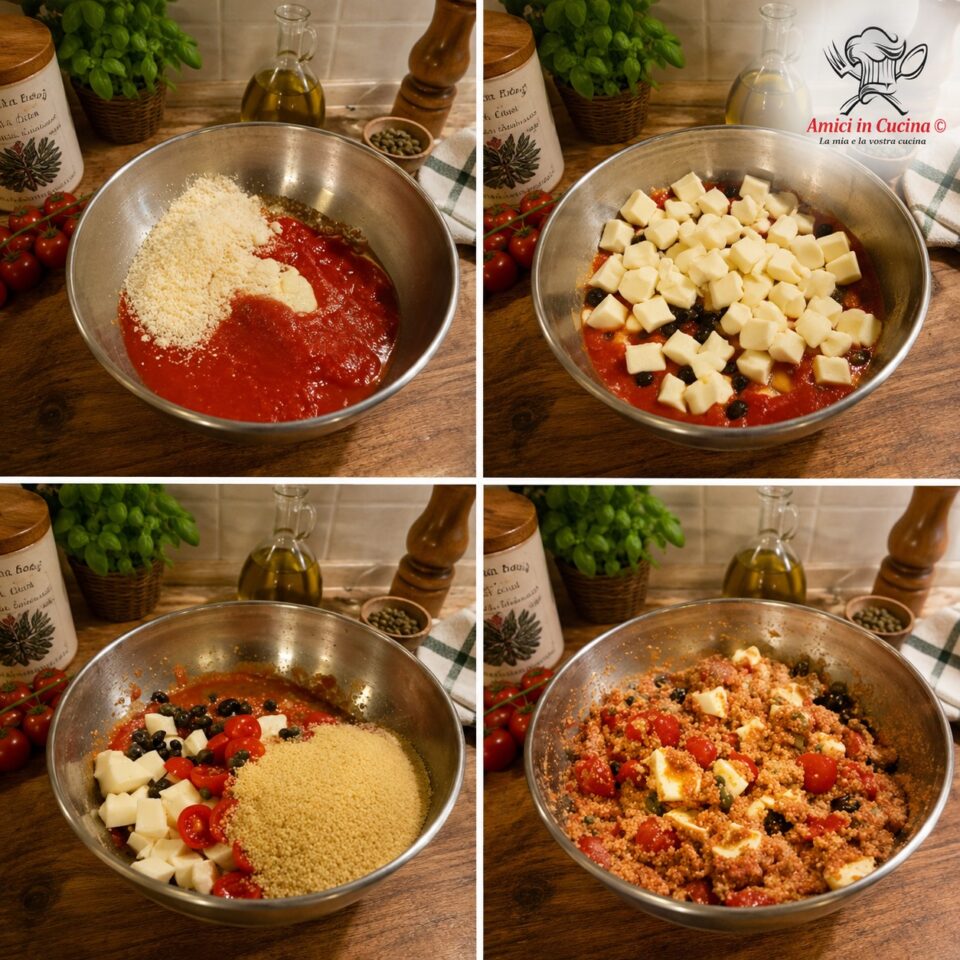 Ingredienti per peperoni al forno ripieni con cous cous e scamorza