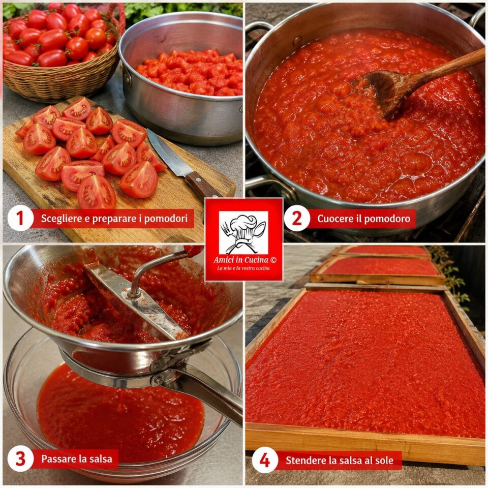 Salsa di pomodoro pronta per preparare lo strattu siciliano