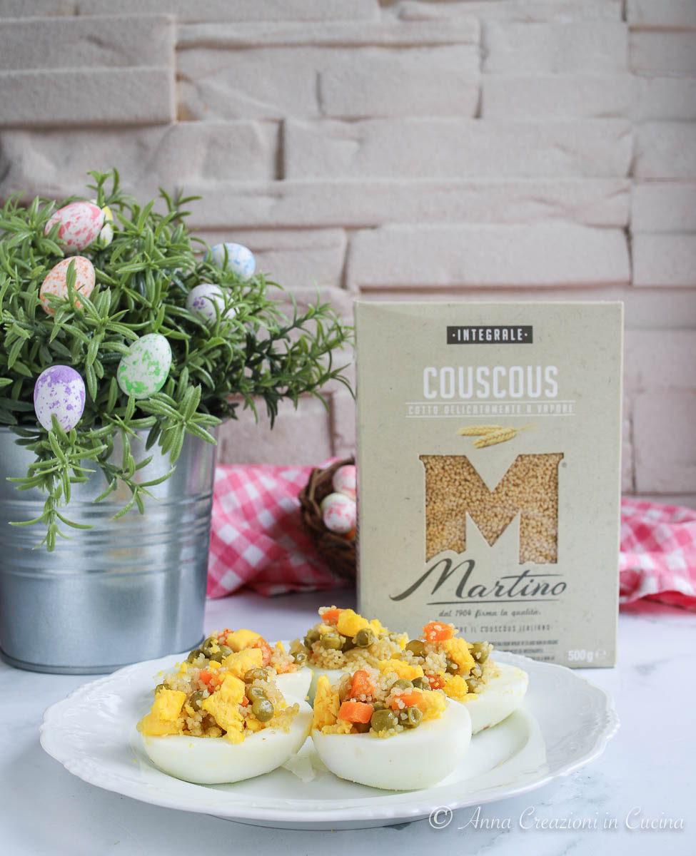 UOVA RIPIENE CON COUS COUS E PISELLI