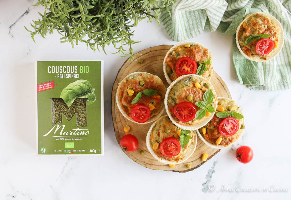 Muffin con verdure e couscous agli spinaci