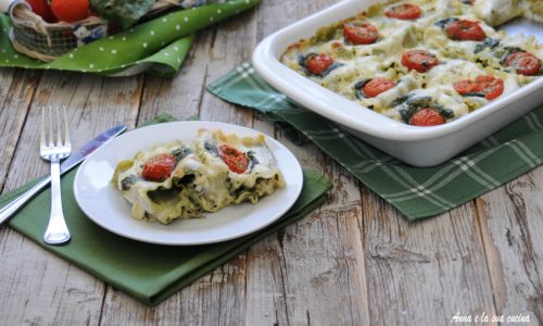 Lasagne ricce con spinaci e porro