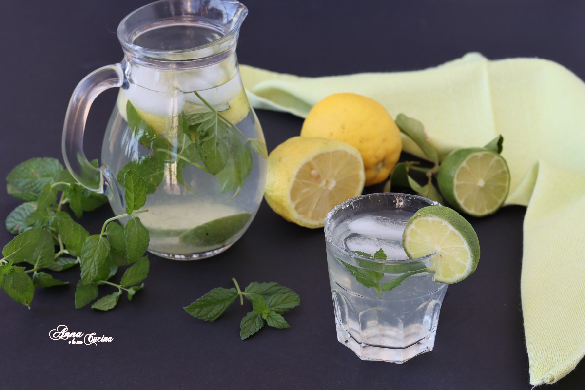 Acqua dissetante con limone lime e menta