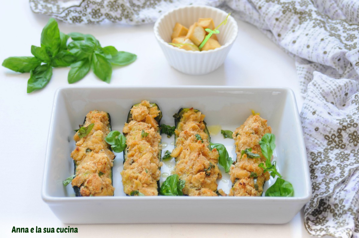 Zucchine ripiene al forno con tofu