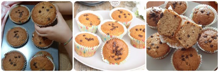 Muffin con farina integrale e gocce di cioccolato