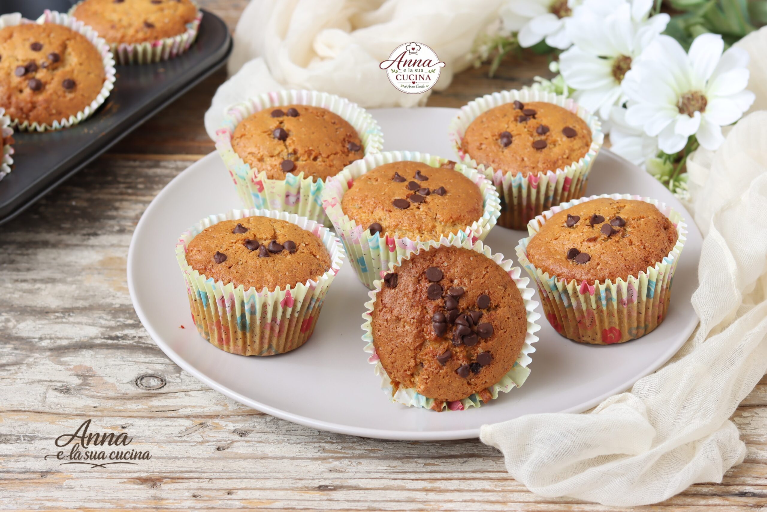 Muffin con farina integrale e gocce di cioccolato