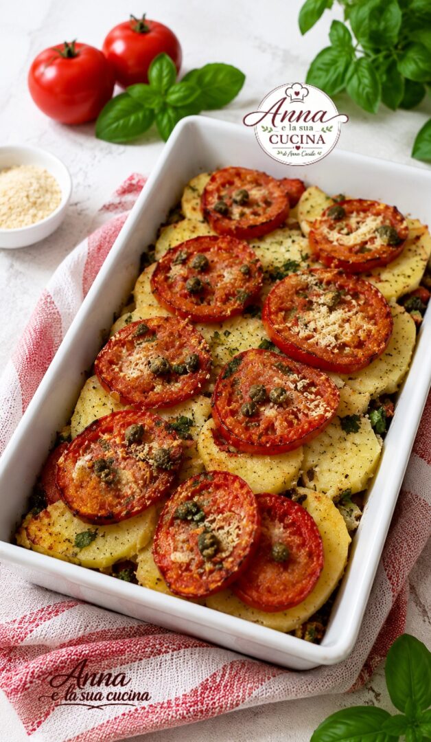 Tortino di patate e pomodori al forno 