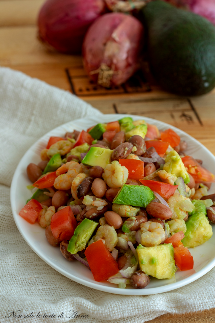 fagioli avocado e gambereti