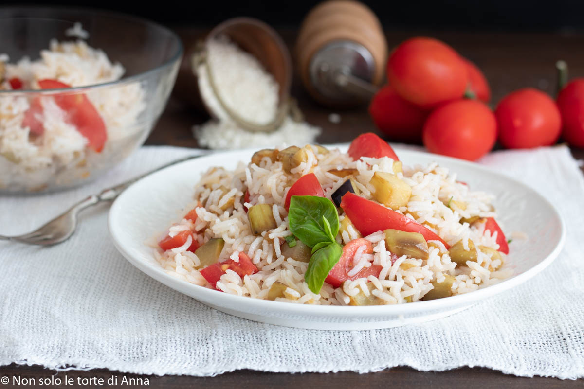 Riso basmati melanzane e pomodori