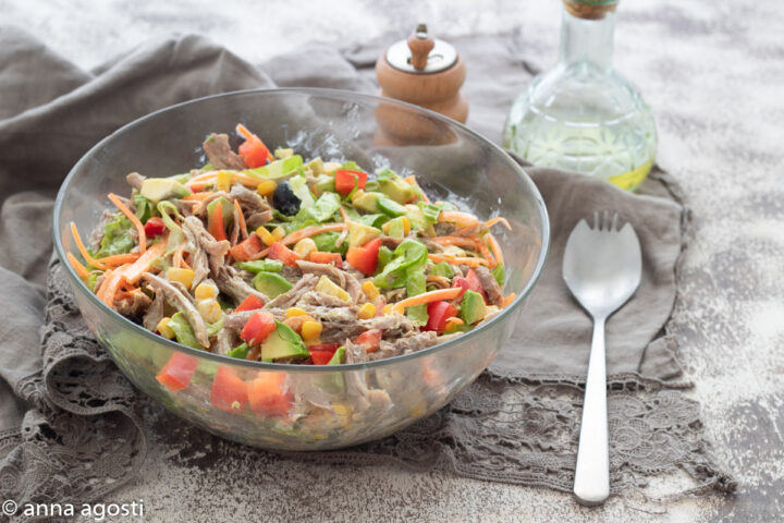 Tacchino con avocado e insalata piatto freddo