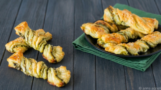 Bastoncini di pasta sfoglia e pesto
