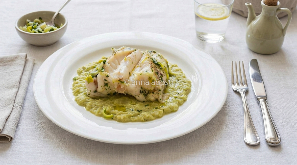Coda di Rospo con Crema di Porri
