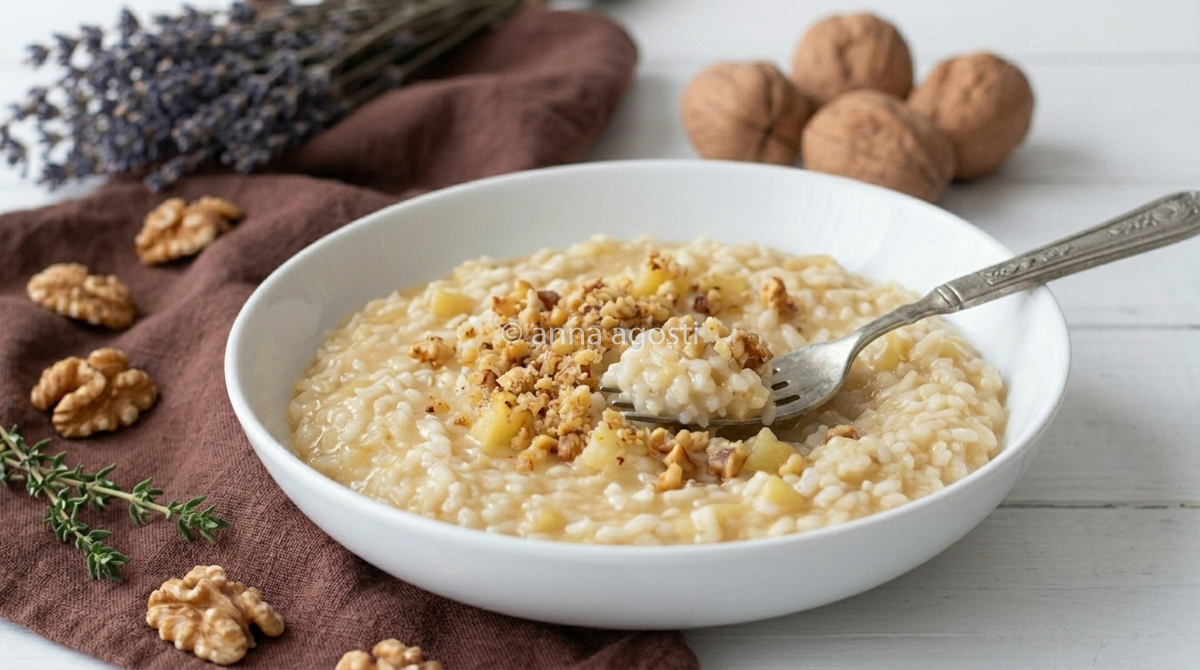 Risotto alle mele con le noci