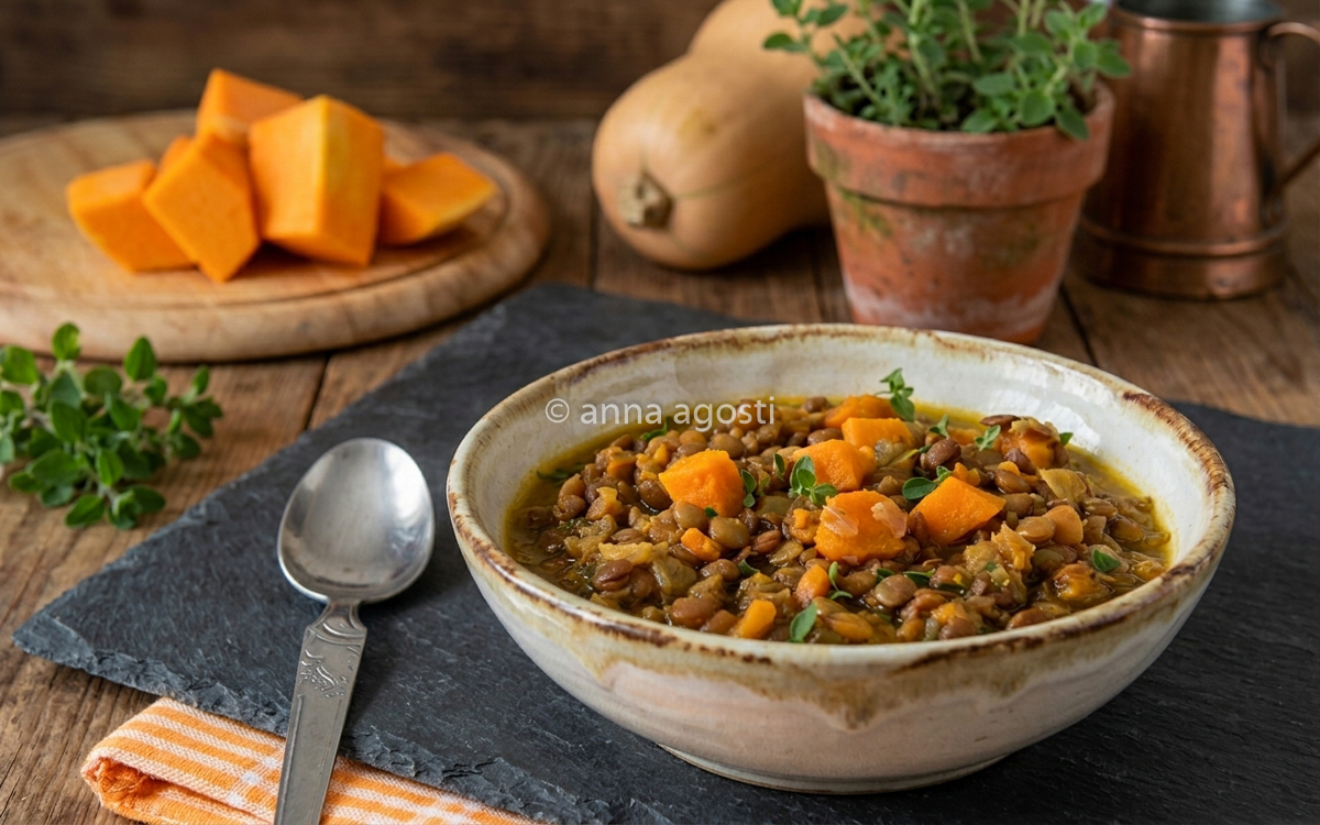 Zuppa di lenticchie e zucca