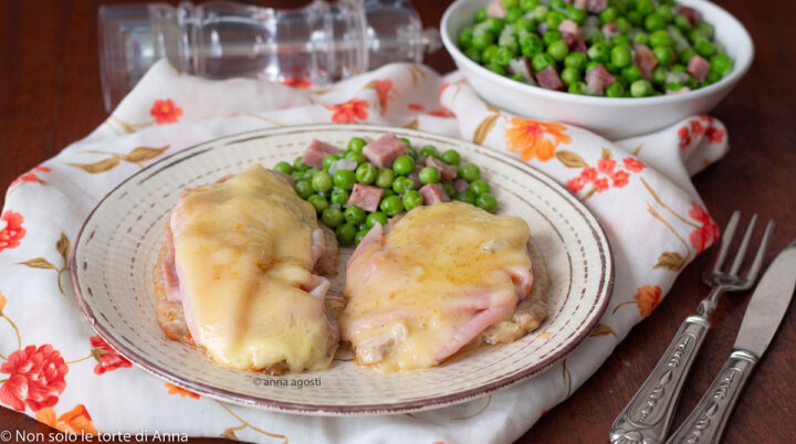 Scaloppine alla valdostana con piselli