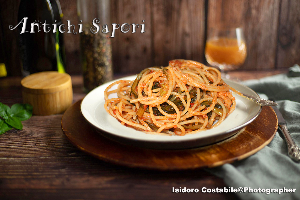 I miei spaghettoni con le puntarelle.