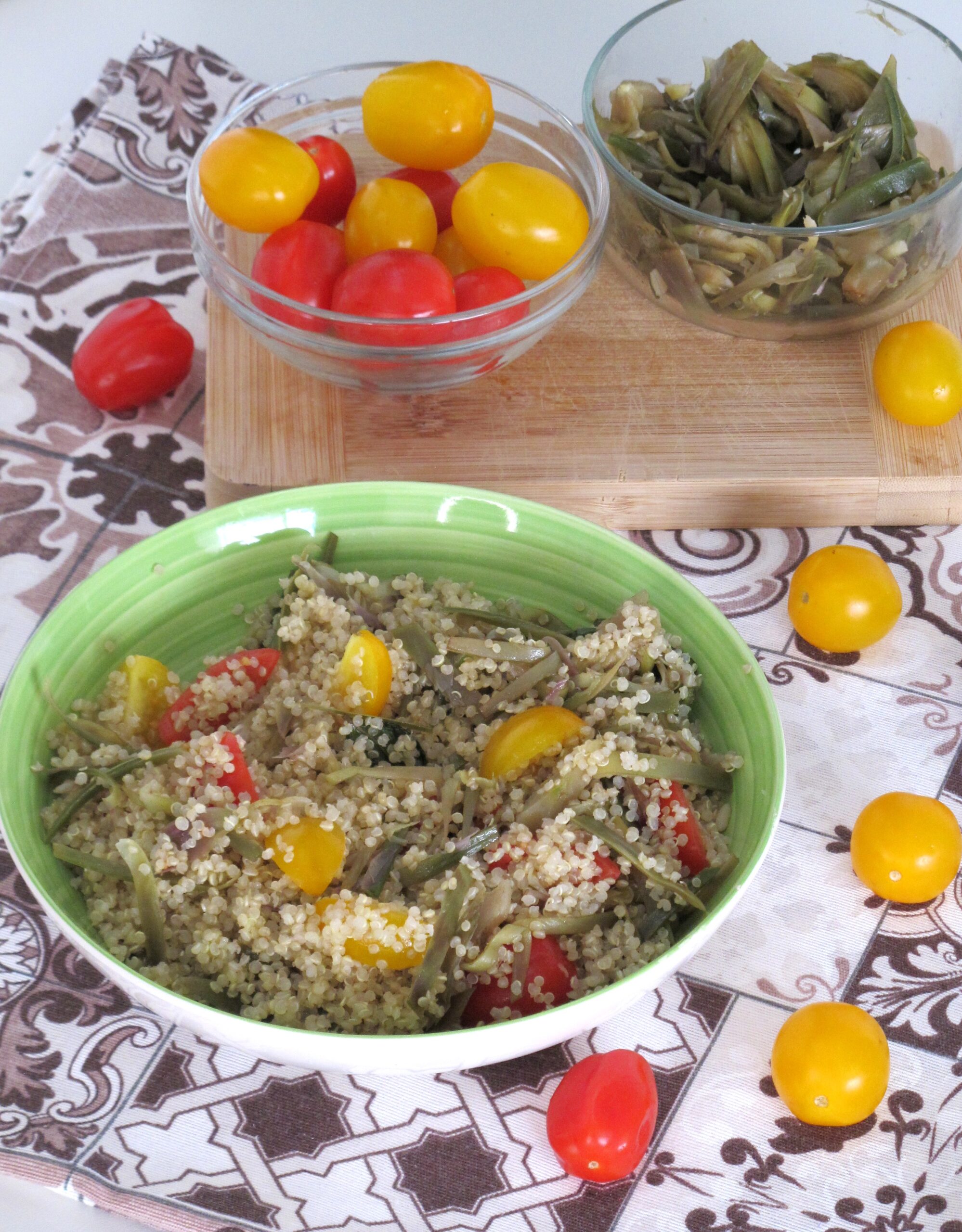 Quinoa carciofi e pomodorini