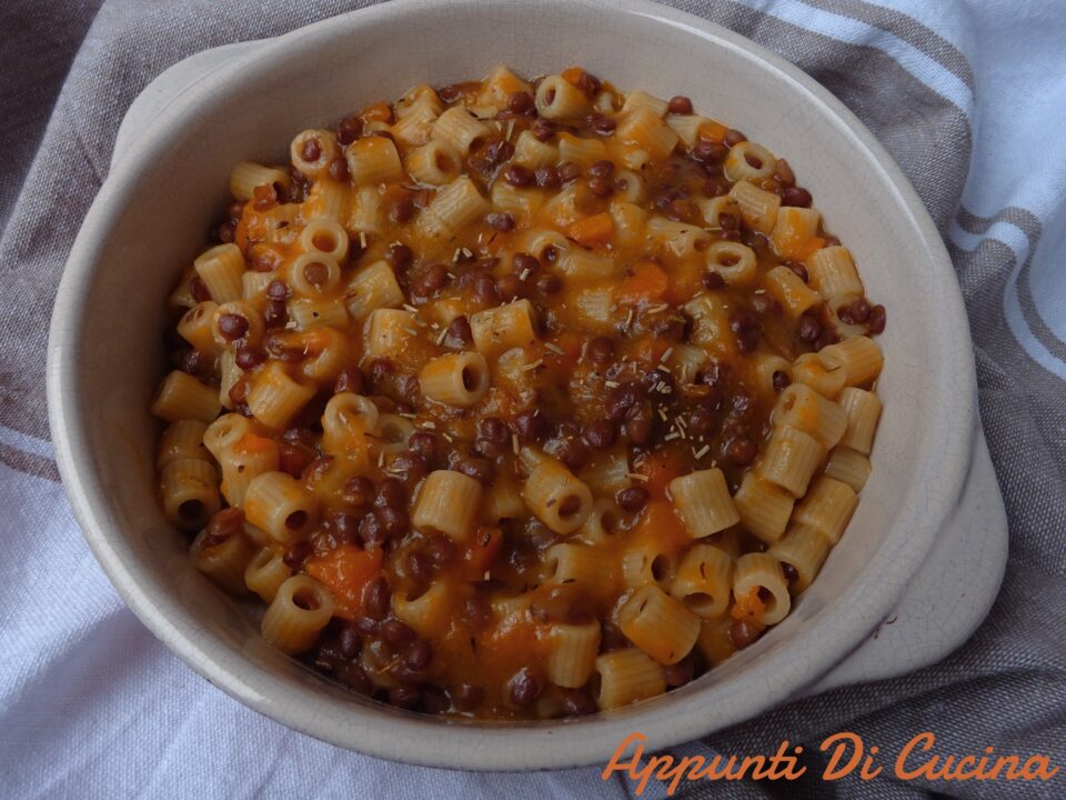 Pasta zucca e lenticchie