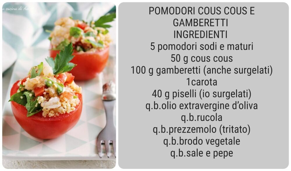 Pomodori con cous cous e gamberetti