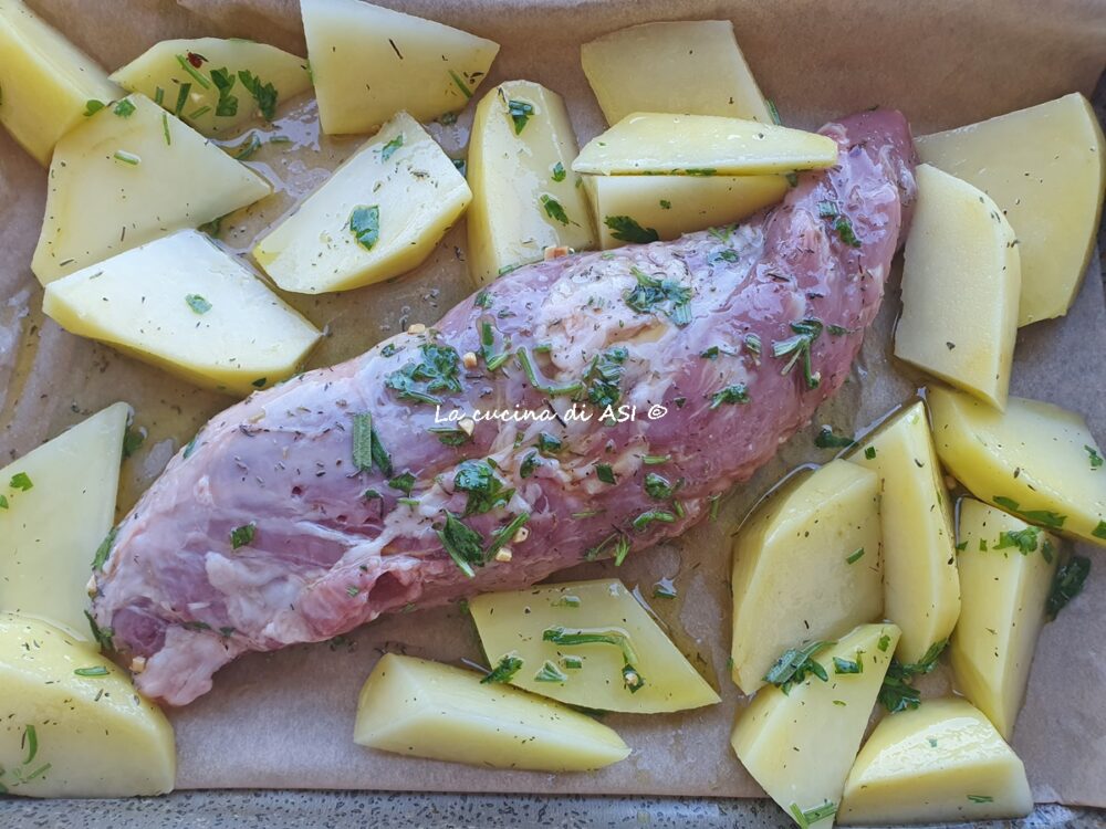 maiale erbe patate al forno