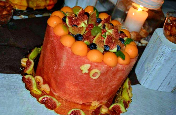 Torta di anguria e frutta fresca - torta di sola frutta SENZA grassi e zuccheri