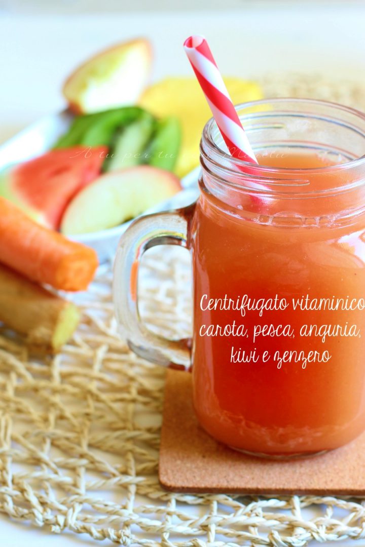 estratto vitaminico carota pesca anguria zenzero e kiwi - post sport centrifuga detox