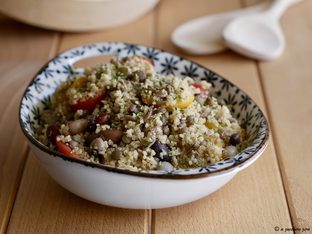 Cous cous integrale con legumi e pomodorini - a zucchero zero