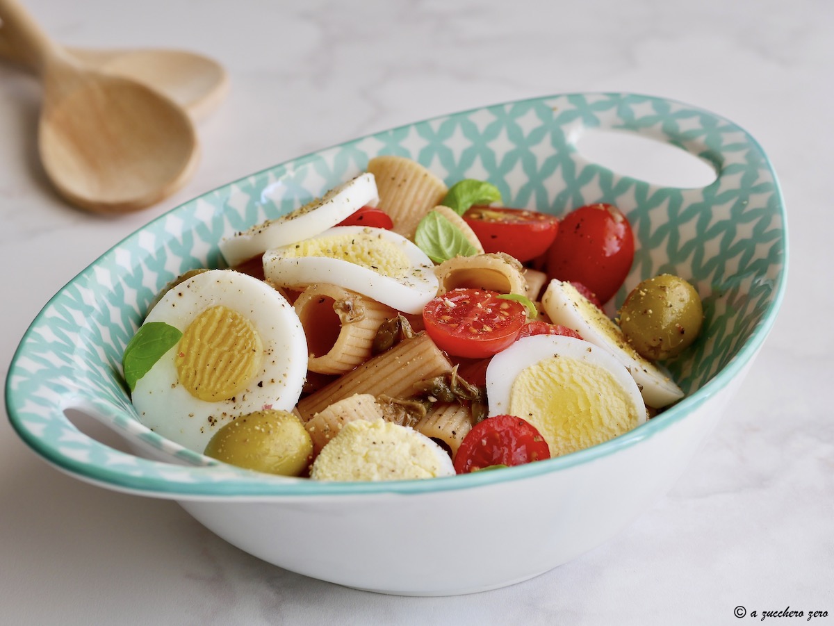 Pasta fredda con uova sode light