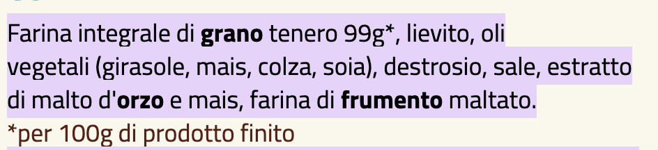 etichetta fette biscottate integrali